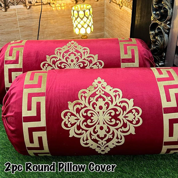 Luxury Soft VELVET | 2pcs Gol Pillow Cover | Vibrant Design & Colors | Oval Round Uniface Design 34×18inch | Home Sofa Bed Pillow Covers