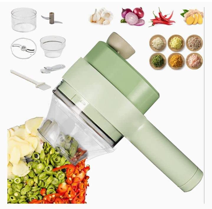 4 in 1 Electric Handheld Cooking Hammer Vegetable Cutter Set Electric Food Chopper Multifunction Vegetable Fruit Slicer