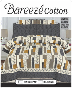 Bareeze Pure Cotton King Size Bed Sheets 2-Pillows 1-king Size Bedsheet